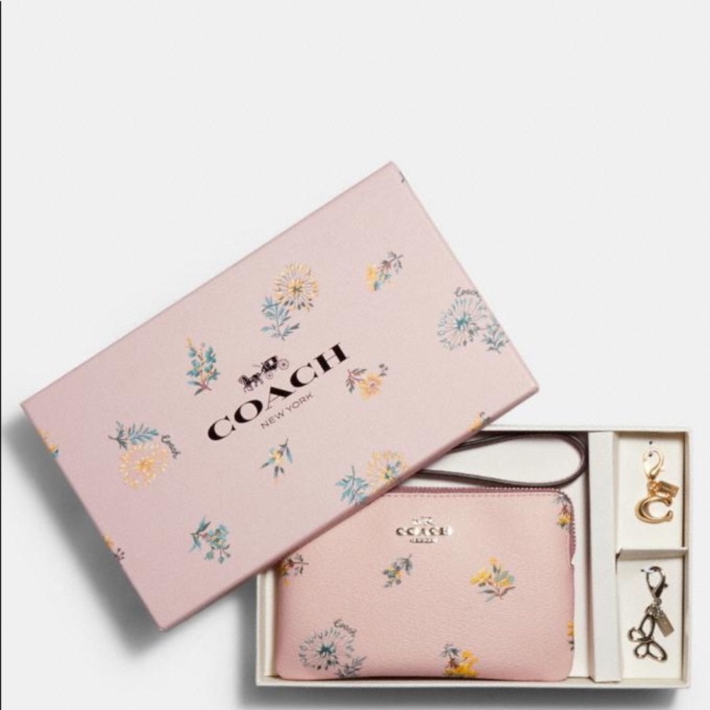 Boxed Corner Zip Wristlet Dandelion Floral Print